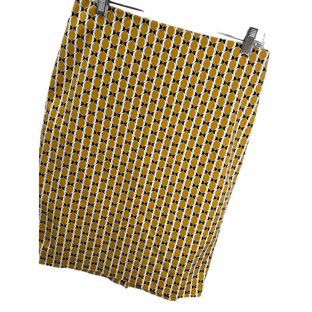 Ann Taylor Geometric Pencil Lined Skirt Blue Camel size 6